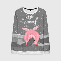 Свитшот мужской Pig: Winter is Coming, цвет: 3D-белый