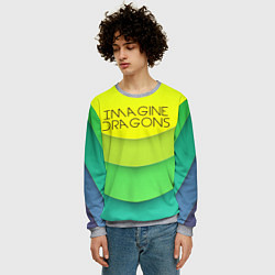 Свитшот мужской Imagine Dragons: Lime Colour, цвет: 3D-меланж — фото 2
