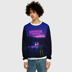 Свитшот мужской Stranger Things: Neon Road, цвет: 3D-белый — фото 2