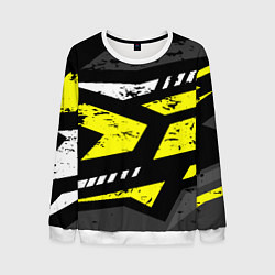 Свитшот мужской Black yellow abstract sport style, цвет: 3D-белый