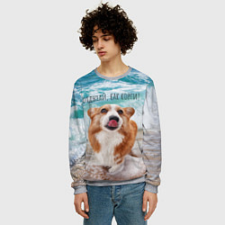 Свитшот мужской Отдыхай, как корги!, цвет: 3D-меланж — фото 2