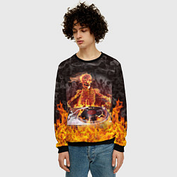 Свитшот мужской Вечеринка у скелетов, цвет: 3D-черный — фото 2