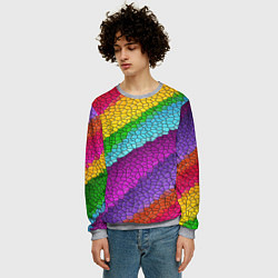 Свитшот мужской Яркая мозаика радуга диагональ, цвет: 3D-меланж — фото 2