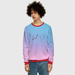 Свитшот мужской Чайки птицы полет градиент, цвет: 3D-красный — фото 2