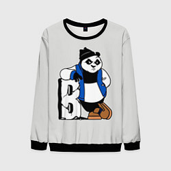 Свитшот мужской Серьёзная Панда, цвет: 3D-черный