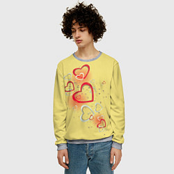 Свитшот мужской Сердечки в лимонаде, цвет: 3D-меланж — фото 2