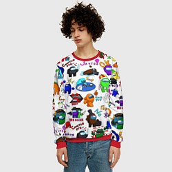 Свитшот мужской AMONG US STICKERBOMBING, цвет: 3D-красный — фото 2