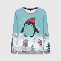 Свитшот мужской Милый пингвин, цвет: 3D-меланж