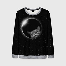 Свитшот мужской Кот в Космосе, цвет: 3D-меланж