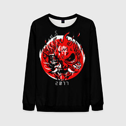 Свитшот мужской Cyberpunk Samurai Skull, цвет: 3D-черный