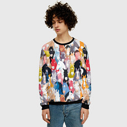 Свитшот мужской Цветные лошади, цвет: 3D-черный — фото 2
