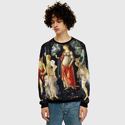Свитшот мужской Весна боттичелли, цвет: 3D-черный — фото 2