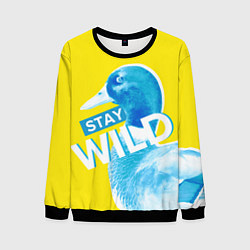 Свитшот мужской Оставайся диким - селезень, цвет: 3D-черный