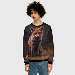 Свитшот мужской Хищная лисица, цвет: 3D-черный — фото 2