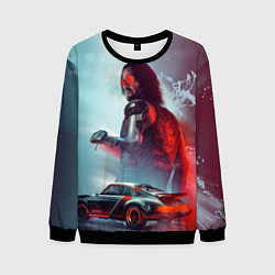 Свитшот мужской Cyberpunk 2077 Джонни и Порш, цвет: 3D-черный
