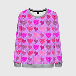 Свитшот мужской Розовые сердечки, цвет: 3D-меланж