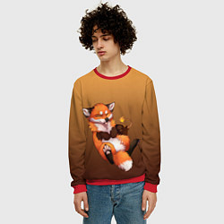 Свитшот мужской Взрывной характер милого лиса, цвет: 3D-красный — фото 2