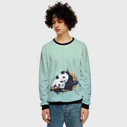 Свитшот мужской Акварельные панды, цвет: 3D-черный — фото 2