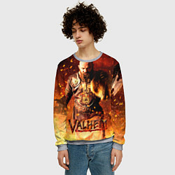 Свитшот мужской Valheim Викинг в огне, цвет: 3D-меланж — фото 2