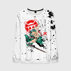 Свитшот мужской Ророноа Зоро пират Соломенной Шляпы, цвет: 3D-белый
