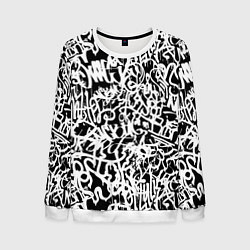 Свитшот мужской Graffiti white on black, цвет: 3D-белый