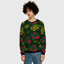 Свитшот мужской Ветки рябины и облепихи, цвет: 3D-черный — фото 2