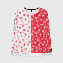 Свитшот мужской Снежинки - новогодние узоры, цвет: 3D-белый