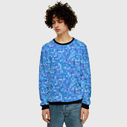 Свитшот мужской Голубая пиксель абстракция, цвет: 3D-черный — фото 2