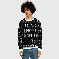 Свитшот мужской СЛАВЯНСКИЕ СКАНДИНАВСКИЕ РУНЫ РУНИЧЕСКИЙ АЛФАВИТ, цвет: 3D-белый — фото 2