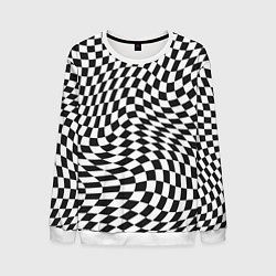 Свитшот мужской Черно-белая клетка Black and white squares, цвет: 3D-белый