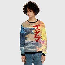 Свитшот мужской ГОДЗИЛЛА АТАКУЕТ!, цвет: 3D-черный — фото 2