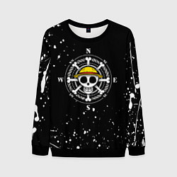 Свитшот мужской ONE PIECE ВАН ПИС ЧЕРЕП БРЫЗГИ КРАСОК, цвет: 3D-черный