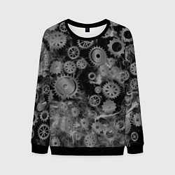 Свитшот мужской Механизм и дым, стимпанк, цвет: 3D-черный