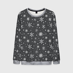 Мужской свитшот Белые снежинки на сером фоне
