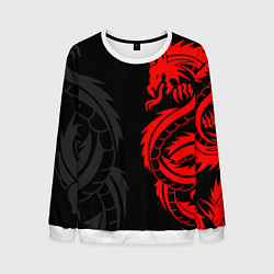 Свитшот мужской КРАСНЫЙ ДРАКОН ТАТУ RED DRAGON TATTOO, цвет: 3D-белый