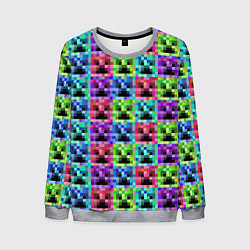 Свитшот мужской МАЙНКРАФТ MINECRAFT ЦВЕТНЫЕ КРИПЕРЫ, цвет: 3D-меланж