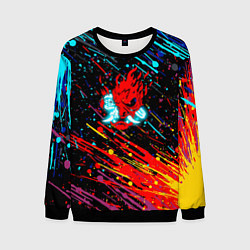 Свитшот мужской Cyberpunk 2077 Цветные брызги, цвет: 3D-черный