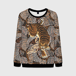 Свитшот мужской Тигр в засаде, цвет: 3D-черный