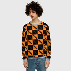 Свитшот мужской Black Orange Squares, цвет: 3D-меланж — фото 2