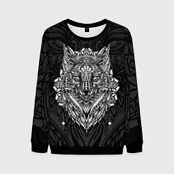 Свитшот мужской ЭТНИЧЕСКАЯ ЛИСА БЕЛАЯ ЭТНО ЛИСА, цвет: 3D-черный