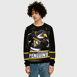 Свитшот мужской Питтсбург Пингвинз, Pittsburgh Penguins, цвет: 3D-черный — фото 2