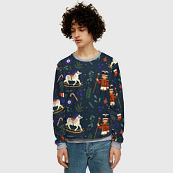 Свитшот мужской Щелкунчик паттерн с лошадкой, цвет: 3D-меланж — фото 2