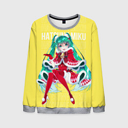 Свитшот мужской Новогодняя Хацунэ Мику, цвет: 3D-меланж