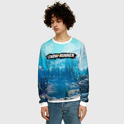 Свитшот мужской SnowRunner СноуРаннер логотип, цвет: 3D-белый — фото 2