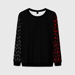 Свитшот мужской СЛАВЯНСКАЯ СИМВОЛИКА, МЕТАЛЛИЧЕСКИЕ РУНЫ, цвет: 3D-черный