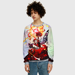 Свитшот мужской Кли с крыльями при взрыве Genshin Impact, цвет: 3D-меланж — фото 2