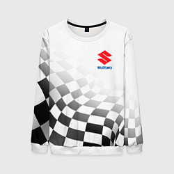 Свитшот мужской Suzuki, Сузуки Спорт, Финишный флаг, цвет: 3D-белый