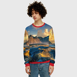 Свитшот мужской Красивый горный пейзаж, цвет: 3D-красный — фото 2