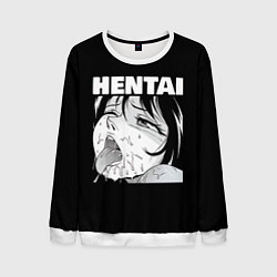 Свитшот мужской HENTAI девочка ahegao, цвет: 3D-белый