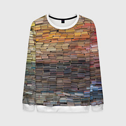 Свитшот мужской Книжные кирпичики знаний, цвет: 3D-белый